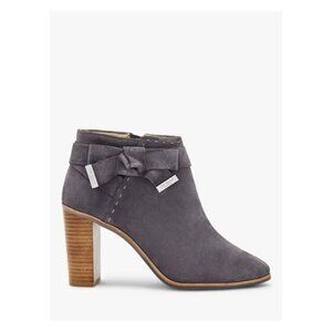 TED BAKER Anaedi High Heel Suede Ankle Bootie Bow Gray